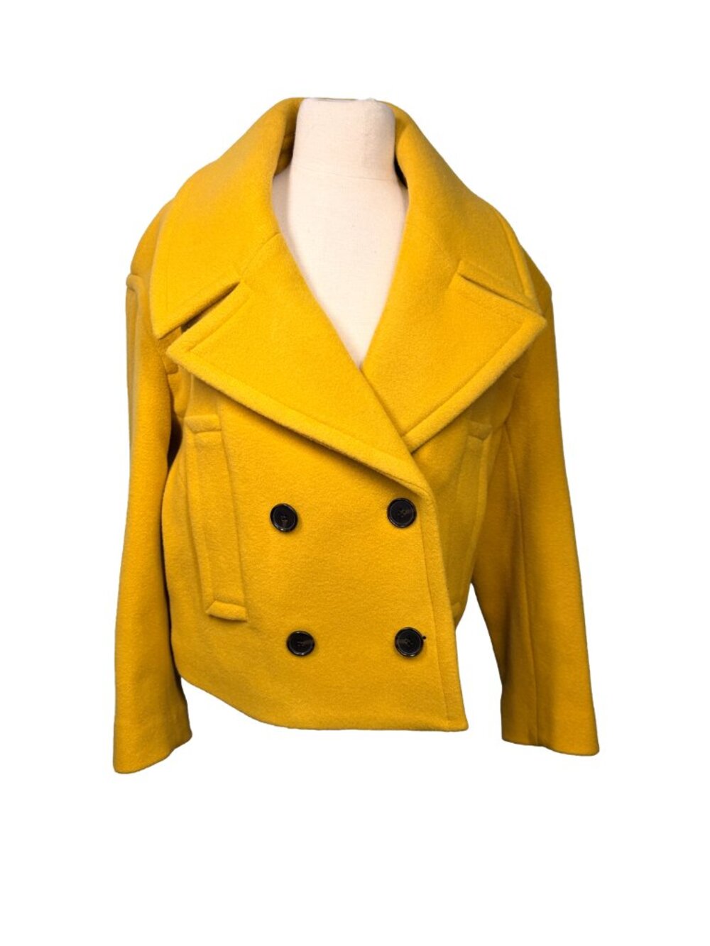 NWT Banana Republic Italian Melton Wool Peacoat Women's S Butter Yellow